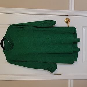 Susan Graver Jacquard Lace Mock Neck Peplum Back Top